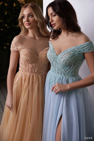 Classy Bridesmaid Dress in Beaded Tulle Ball Gown for Weddings - Miss Mirelle
