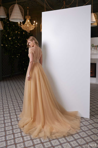 Classy Bridesmaid Dress in Beaded Tulle Ball Gown for Weddings - Miss Mirelle
