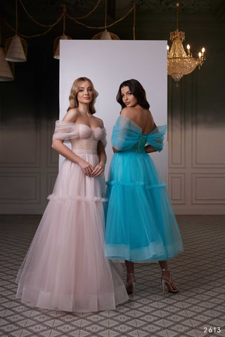 Off-shoulder Ruched Pink Ball Gown Prom Dress - Miss Mirelle