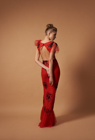 Miss Mirelle Open Back Red Gown