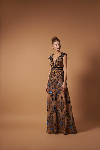 Ornamental Maxi Dress with Tasseled Back  - Miss Mirelle