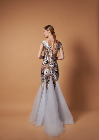 Romantic Print Fitted Gown for Weddings - Miss Mirelle