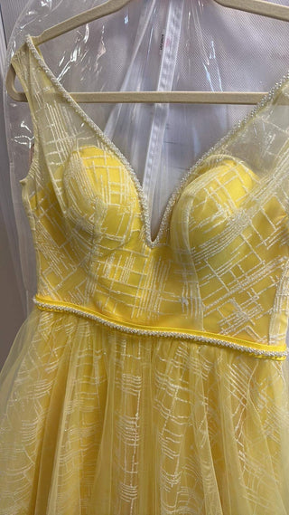 Yellow Sleeveless Backless Maxi Prom Dress - Miss Mirelle