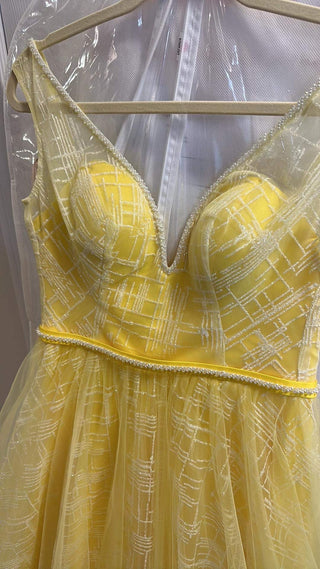 Yellow Sleeveless Backless Maxi Prom Dress - Miss Mirelle