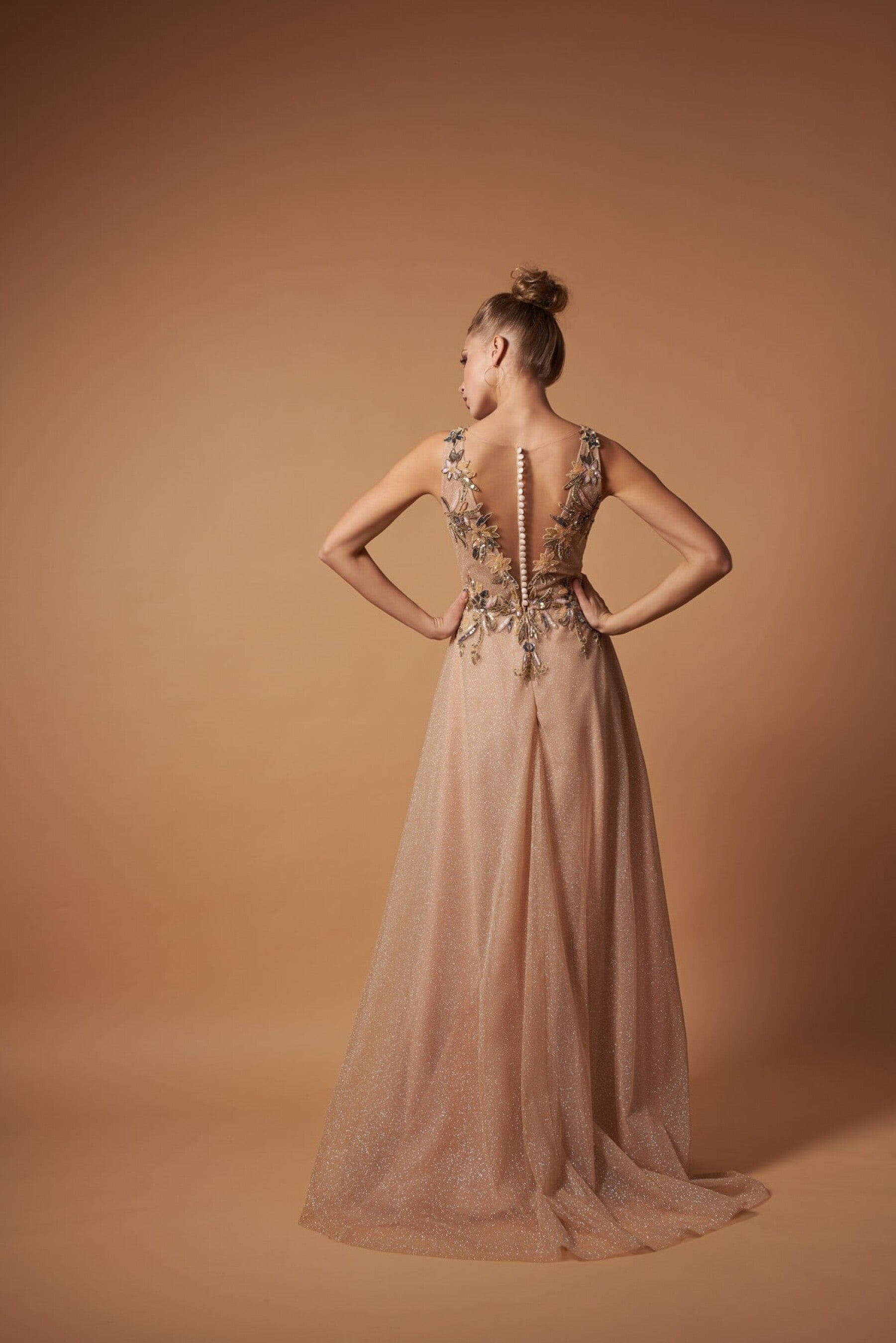 Beaded Embroidered Nude Champagne Gown Gold / 6 Beaded Embroidered Nude Champagne Gown Gold / 6