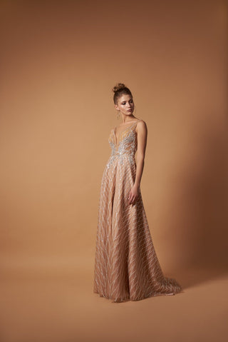 Classy V-Neck Long Evening Dress - Miss Mirelle