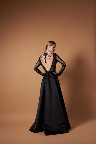 Black Wedding Gown Open Back Dramatic Design